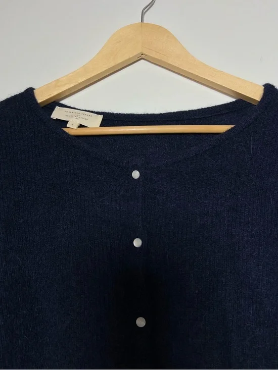 Sezane Gaspard Alpaca Mohair Button-Front Sweater Cardigan Navy Contemporary - Picture 3 of 11
